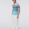 Maend Missoni Poloer Og T-Shirts | Degrade Stribet Kortaermet Poloshirt I Bomuld Hvid & Lysebla