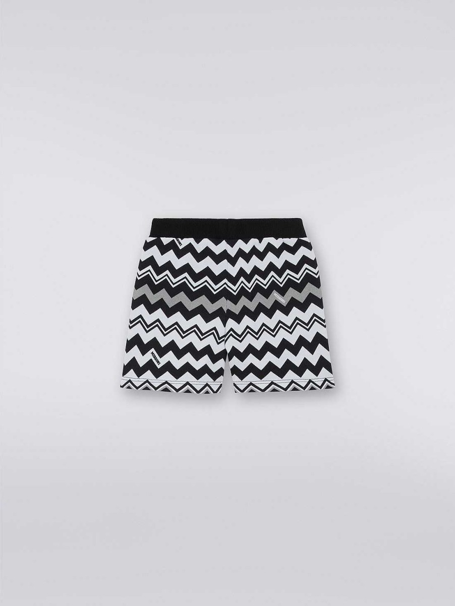 Dreng (4-14 Ar) Missoni | Zigzag Shorts I Bomuld Sort Hvid