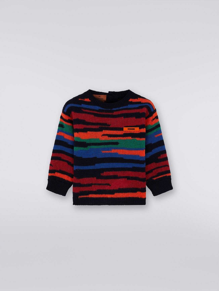 Dreng (4-14 Ar) Missoni | Slub-Uldstrikket Pullover Med Rund Hals Flerfarvet