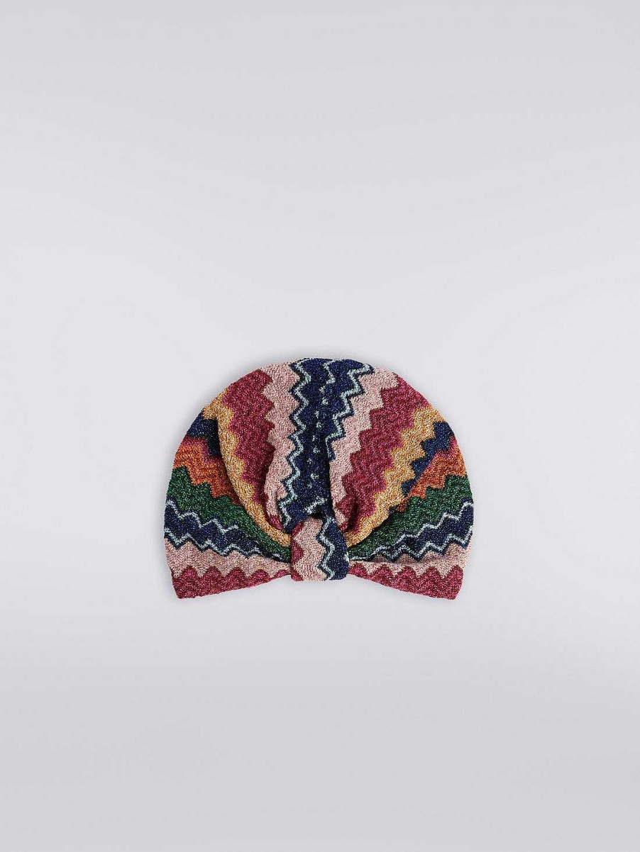 Kvinder Missoni Har Tilbehor | Chevron Turban I Viscoseblanding Med Pailletter Flerfarvet