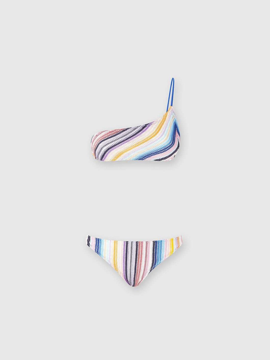 Kvinder Missoni Badetoj | Stribet En-Skulder Haeklet Bikini Flerfarvet