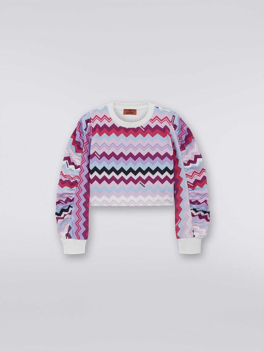 Pige (4-14 Ar) Missoni | Langaermet Sweatshirt I Bomuld Med Zigzag Flerfarvet