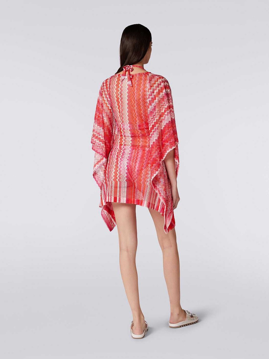 Kvinder Missoni Strandtoj | Kort Chevron Kaftan Daekke Op Lyserod