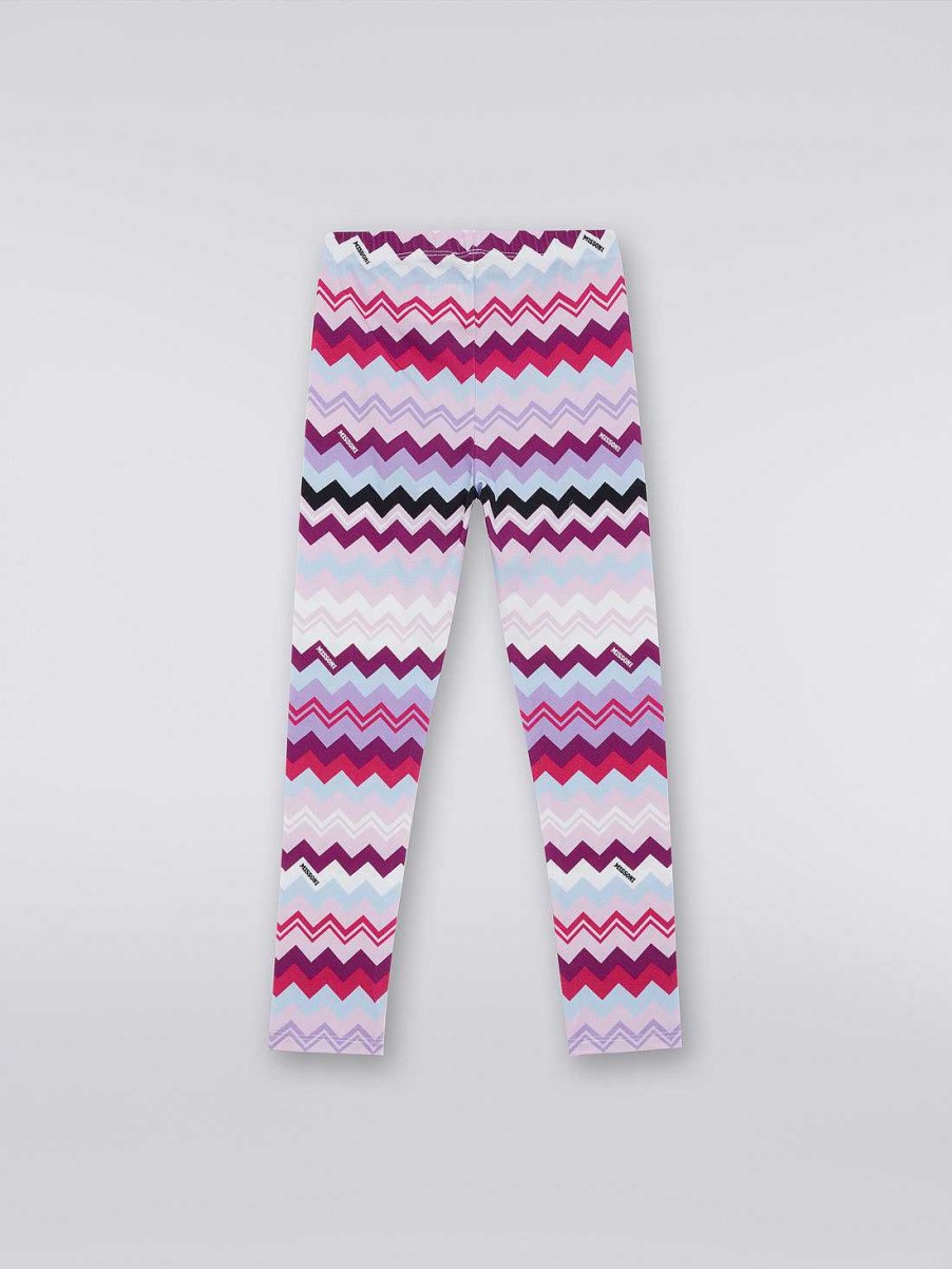 Pige (4-14 Ar) Missoni | Zigzag Leggings I Bomuldsblanding Flerfarvet