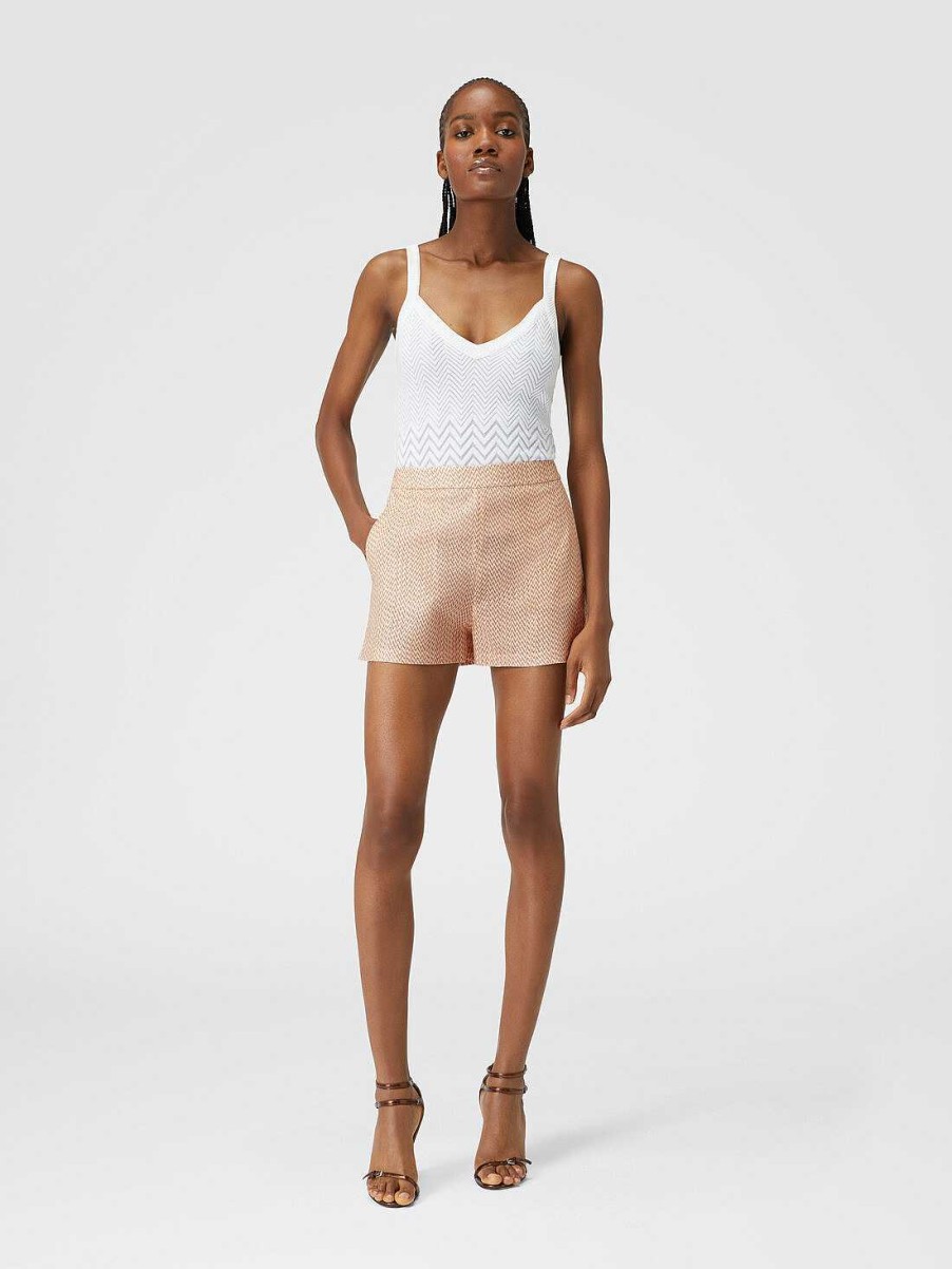 Kvinder Missoni Bukser | Shorts I Chevron Lame Viskoseblanding Beige