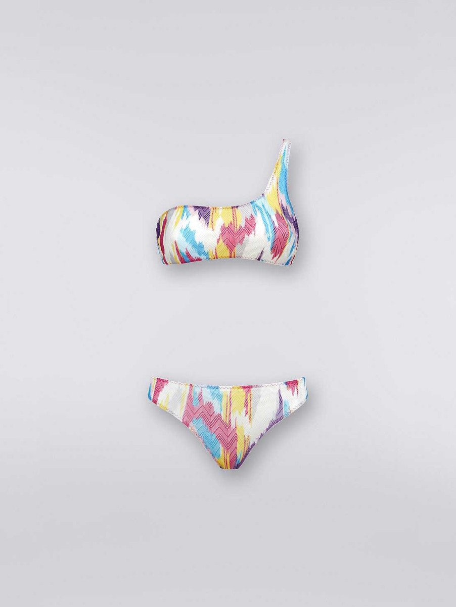 Kvinder Missoni Badetoj | En-Skulder Bikini Med Slub Print Flerfarvet