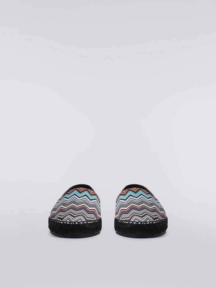 Maend Missoni Sko | Flade Espadriller Med Tryk Pa Kanvas Med Logopaskrift Flerfarvet