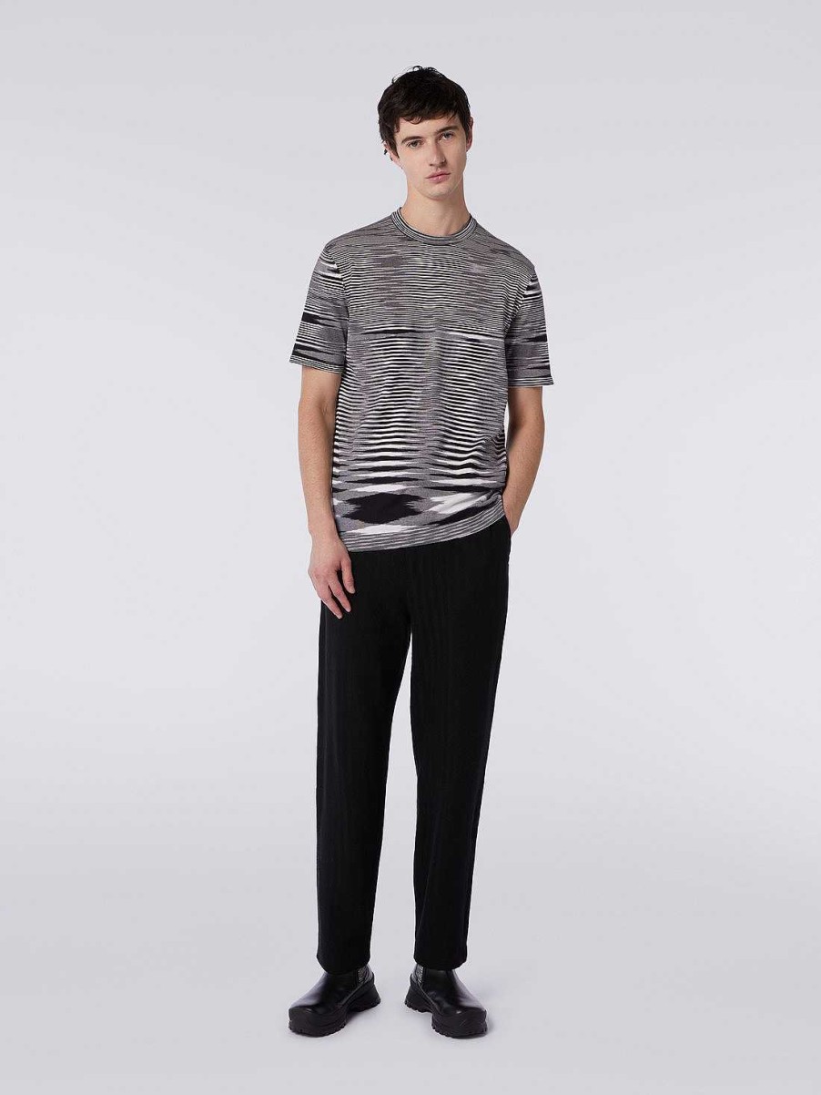 Maend Missoni Poloer Og T-Shirts | T-Shirt Med Rund Hals I Bomuld Sort Hvid