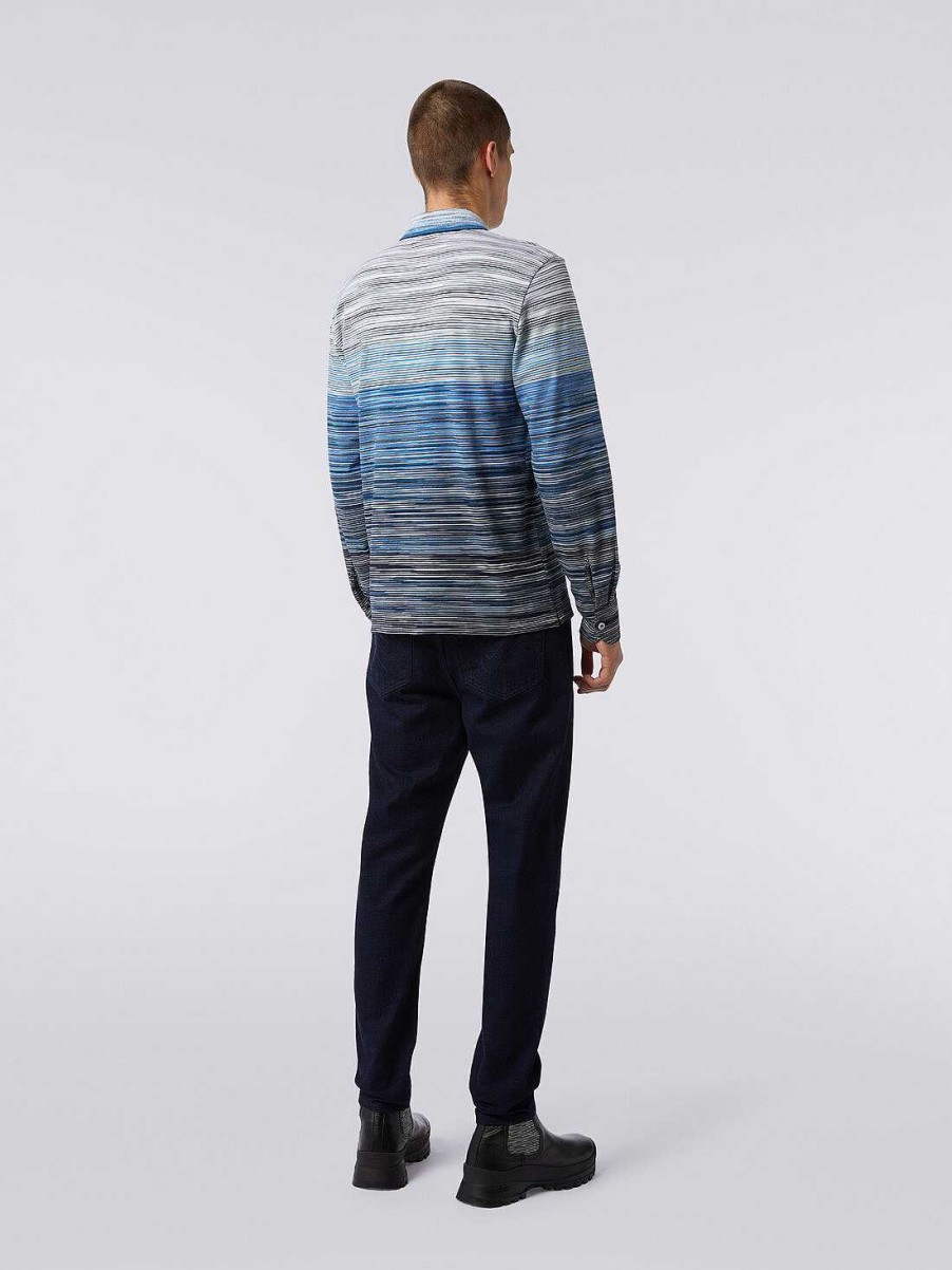 Maend Missoni Poloer Og T-Shirts | Langaermet Poloshirt I Slub Bomuldspike Flerfarvet