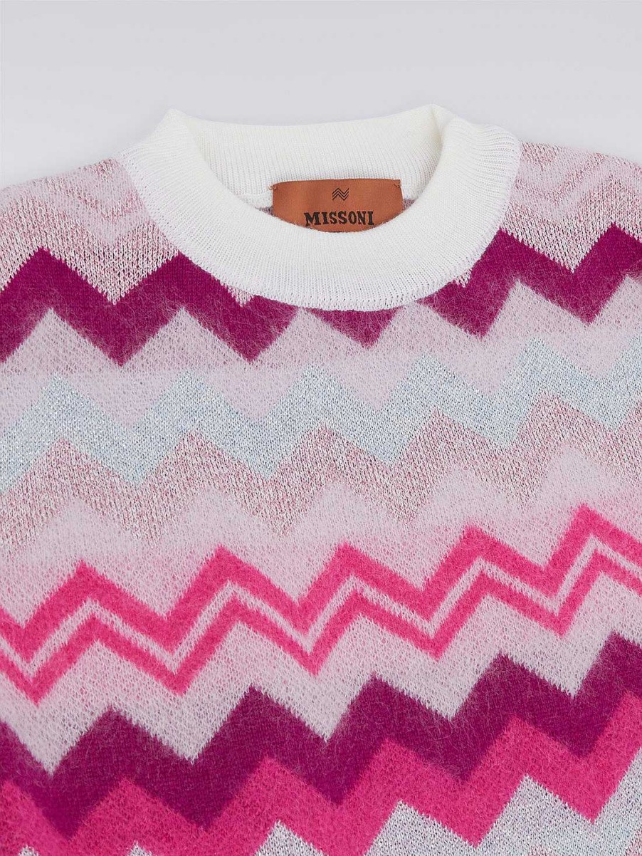 Pige (4-14 Ar) Missoni | Uld Zigzag Kjole Med Logo Flerfarvet