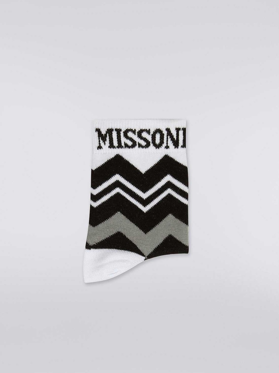 Dreng (4-14 Ar) Missoni | Zigzag Stromper I Bomuldsblanding Sort Hvid