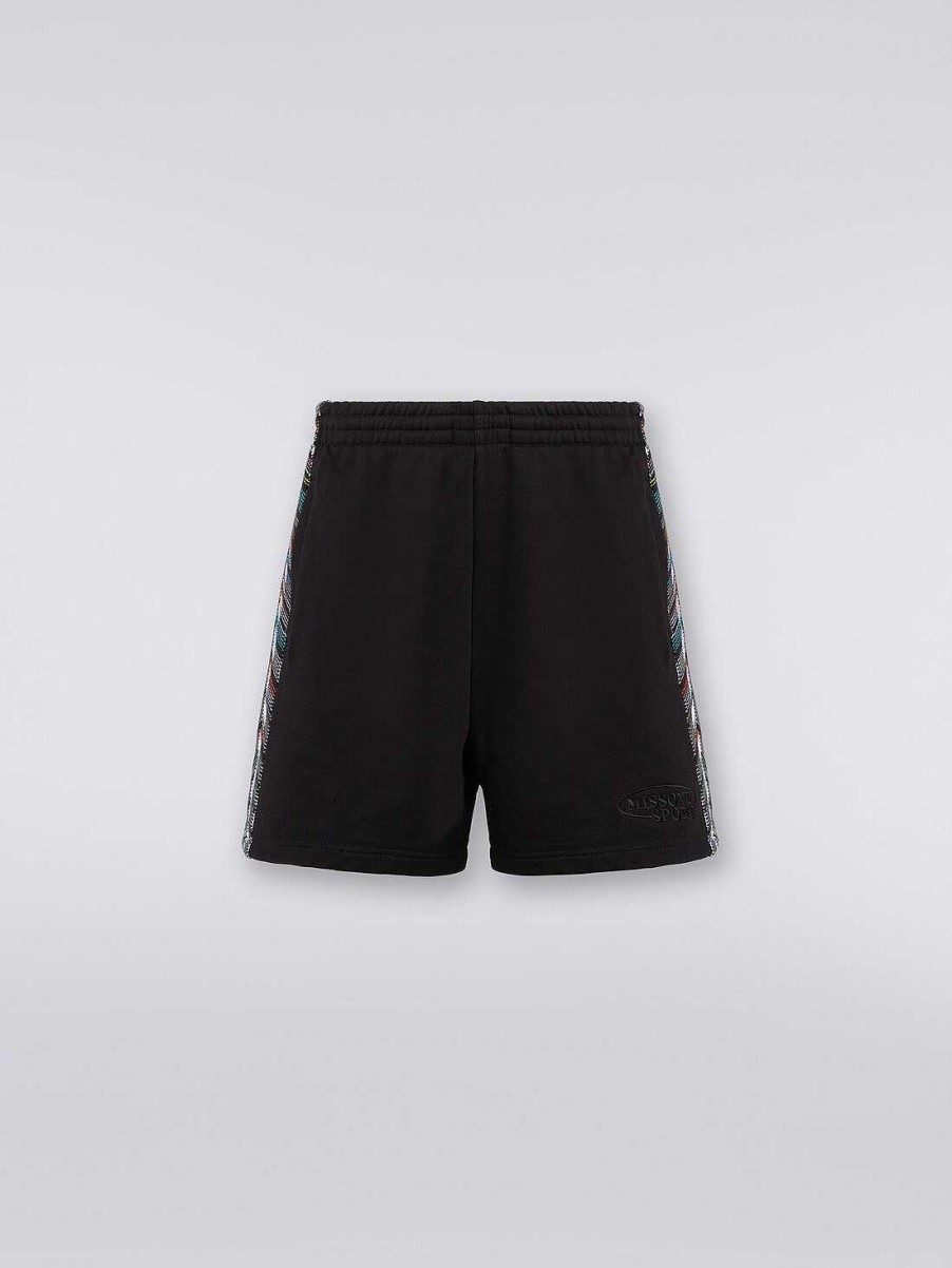 Maend Missoni Toj | Shorts I Fleece Med Logo Og Strikkede Sideband Sort