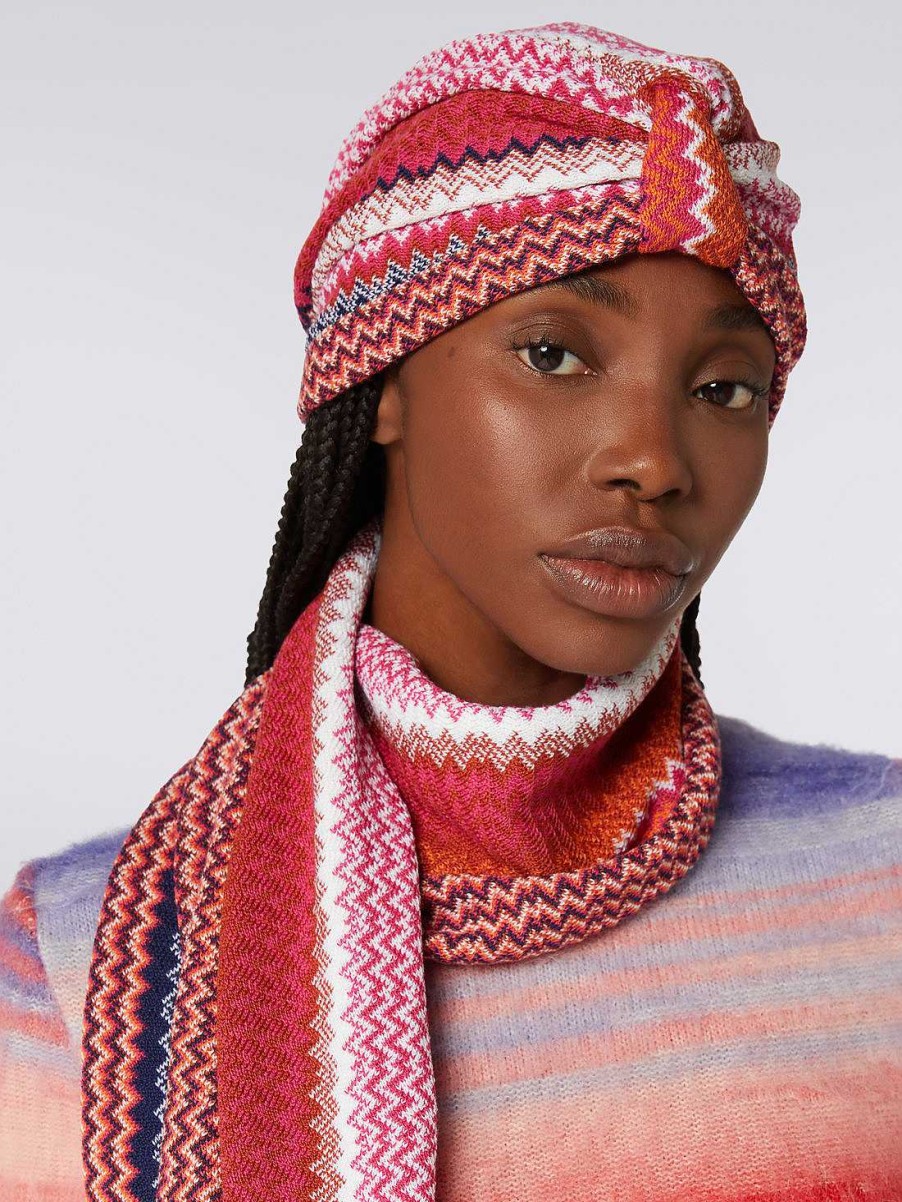 Kvinder Missoni Har Tilbehor | Uldblanding Turban Med Zigzag Monster Flerfarvet