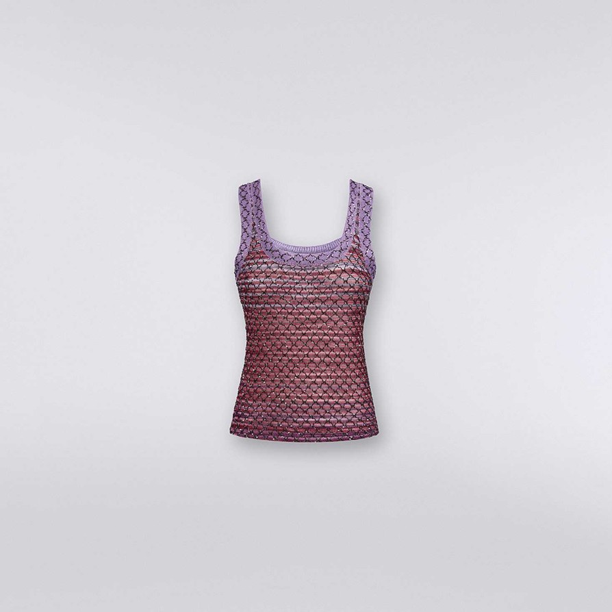 Kvinder Missoni T-Shirts Og Toppe | Tanktop I Viscoseblanding Med Pailletter Rod