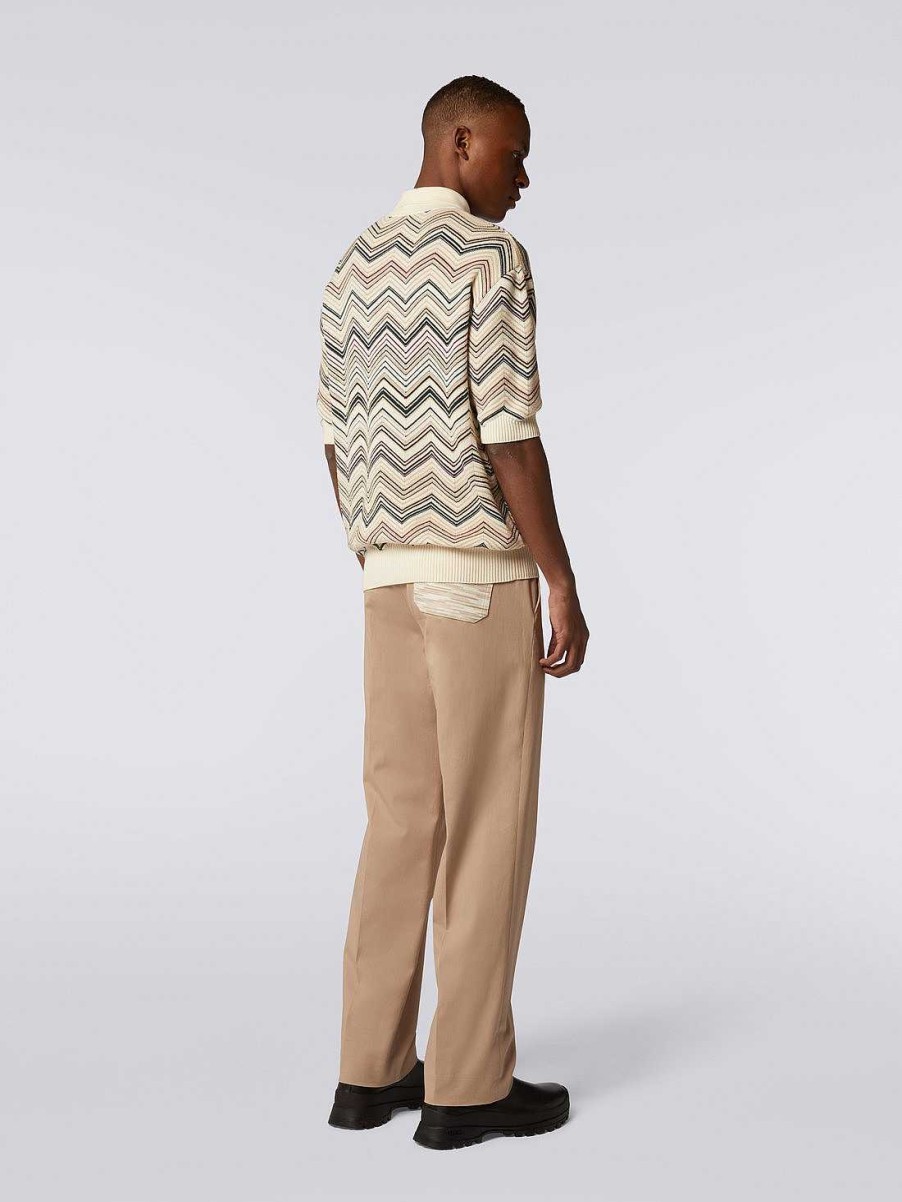 Maend Missoni Poloer Og T-Shirts | Kortaermet Poloshirt I Bomuldsblanding I Chevron Flerfarvet