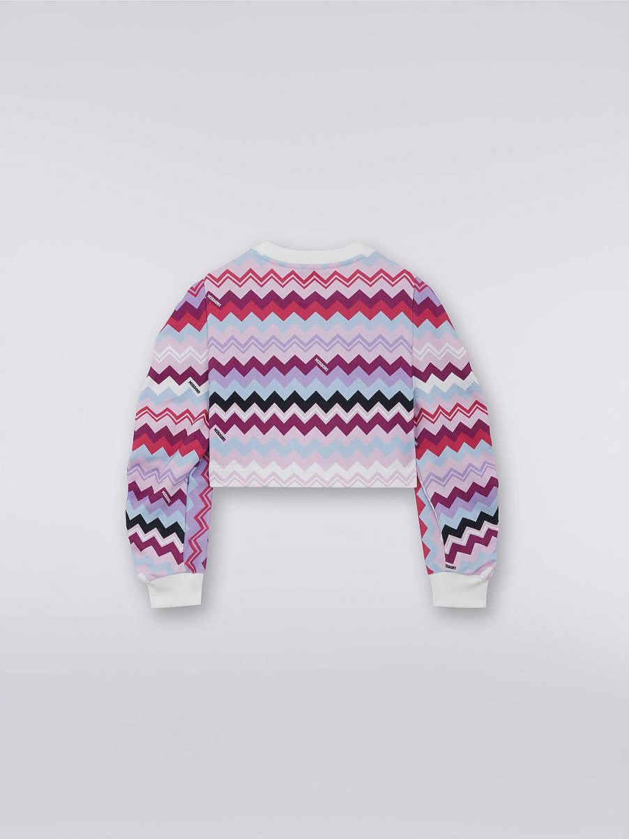 Pige (4-14 Ar) Missoni | Langaermet Sweatshirt I Bomuld Med Zigzag Flerfarvet