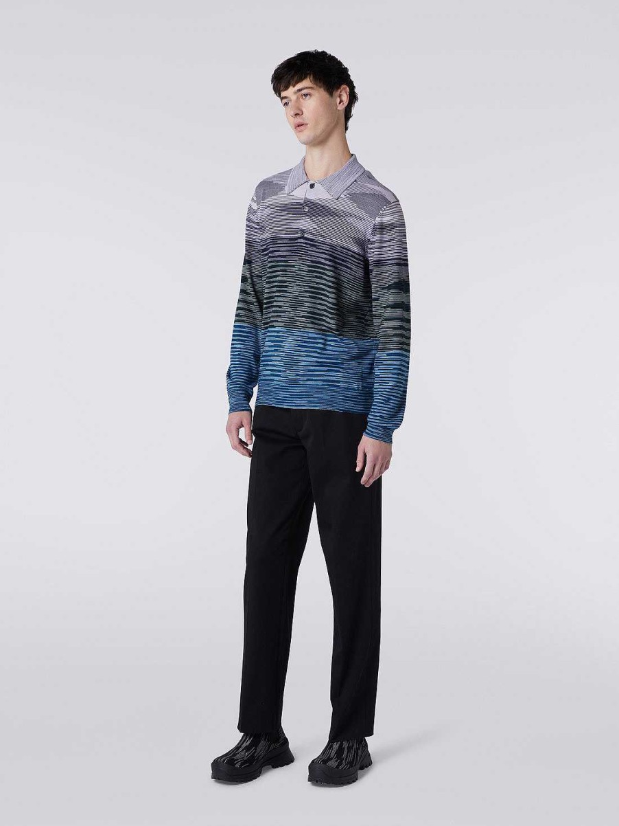 Maend Missoni Poloer Og T-Shirts | Langaermet Poloshirt I Slubuld Flerfarvet