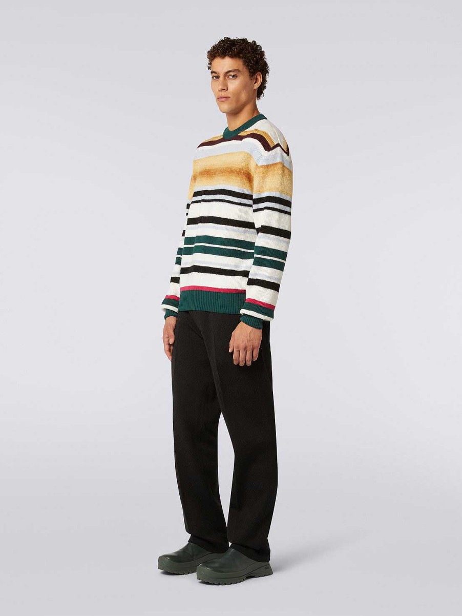 Maend Missoni Strik | Stribet Pullover I Uldblanding Med Rund Hals Flerfarvet