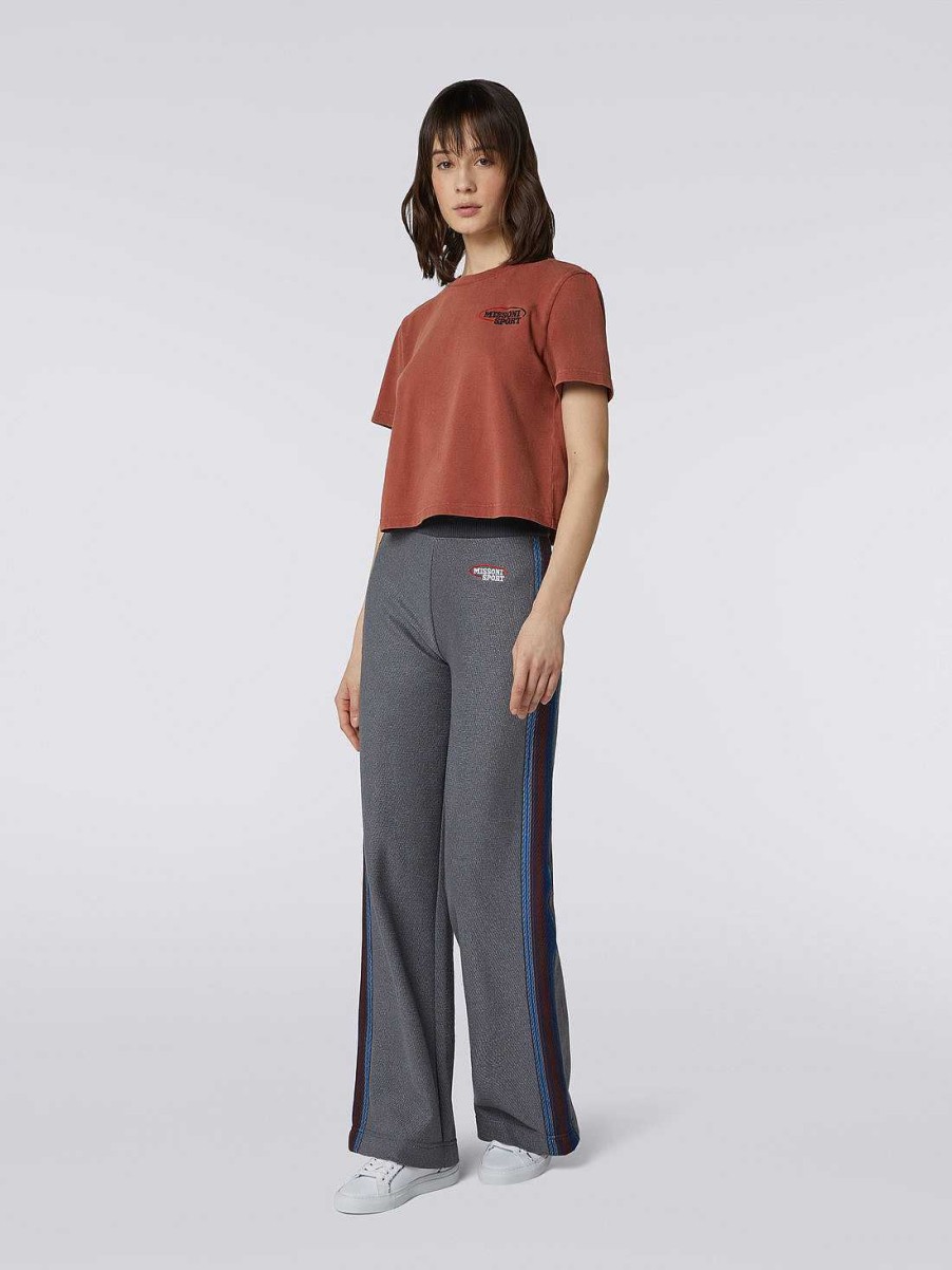 Kvinder Missoni Toj | Cropped Bomuldsjersey T-Shirt Med Broderet Logo Rust