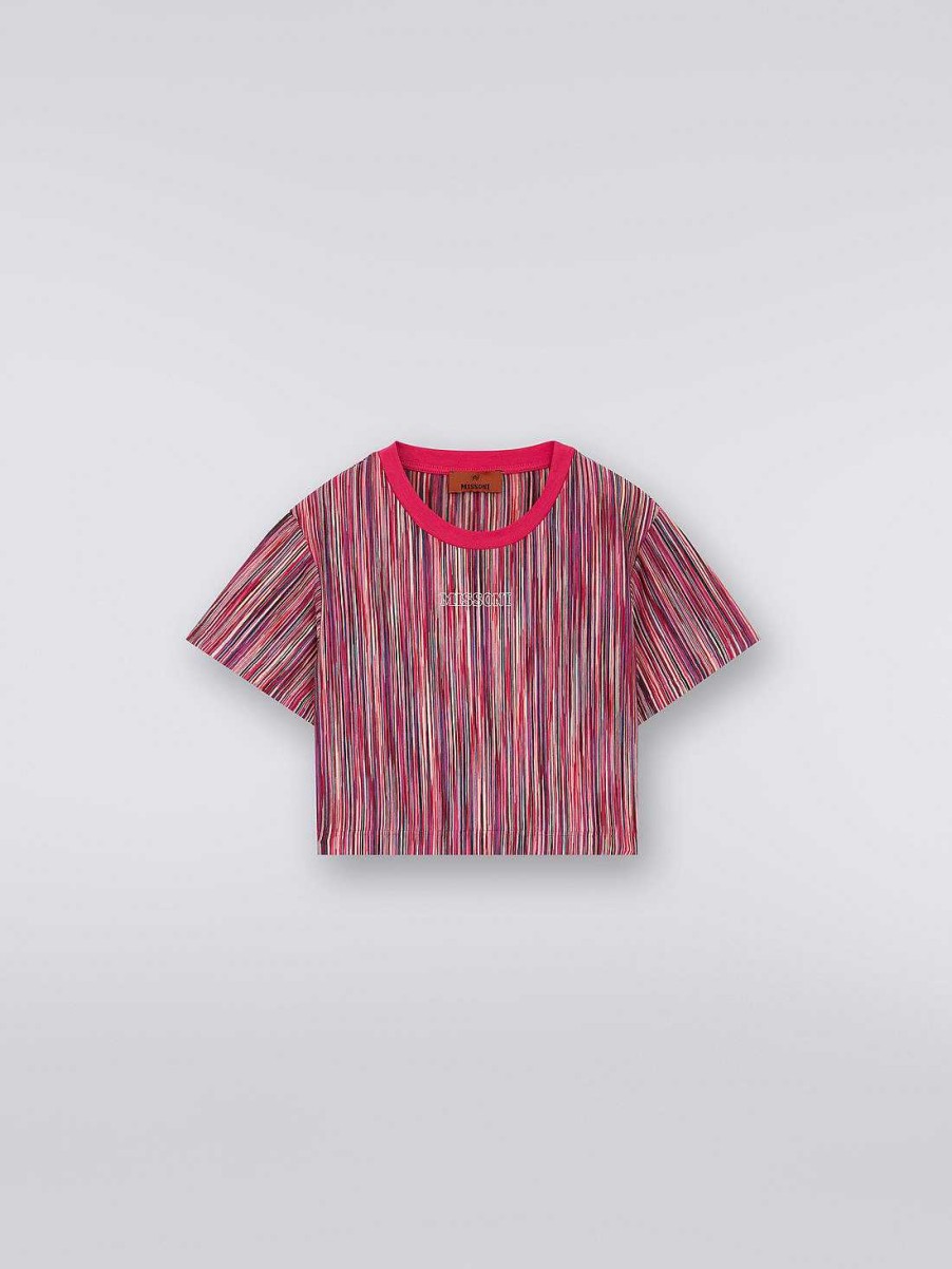 Pige (4-14 Ar) Missoni | Beskaret T-Shirt I Bomuld Med Rund Hals Flerfarvet