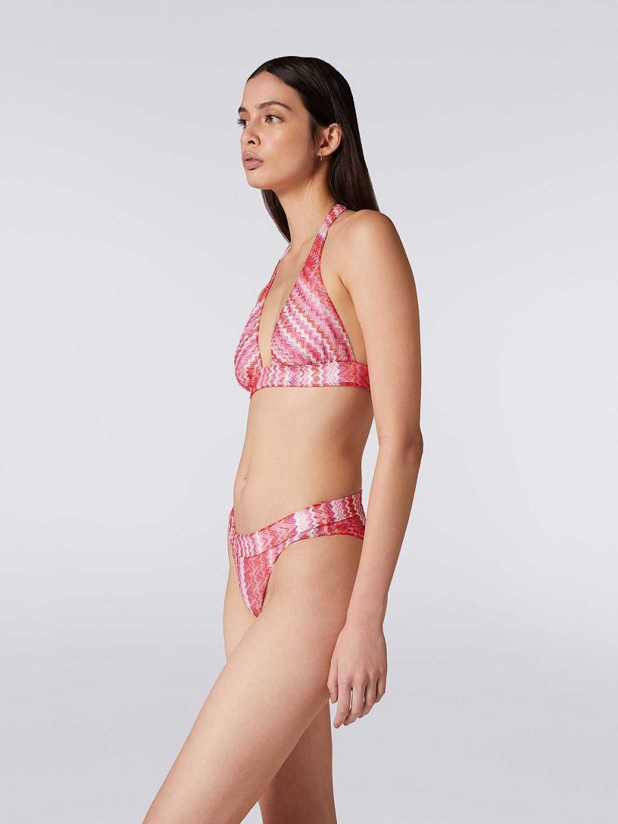 Kvinder Missoni Badetoj | Multi-Stribet Zigzag Bikini Lyserod