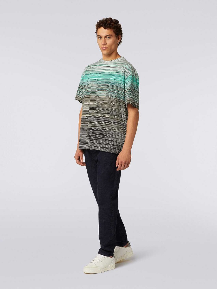 Maend Missoni Poloer Og T-Shirts | Kortaermet T-Shirt I Slub Bomuld Flerfarvet