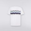 Maend Missoni Poloer Og T-Shirts | Zigzag T-Shirt I Bomuldsjersey Med Rund Hals Hvid, Sort & Bla