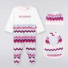 Baby (0-24 Maneder) Missoni | Tredelt Saet Med Jumpsuit I Bomuld, Hagesmaek Og Dockerhat Med Zigzag-Monster Flerfarvet