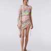 Kvinder Missoni Strandtoj | Kort Asymmetrisk Zigzag Print Daekke Op Med Drapering Flerfarvet