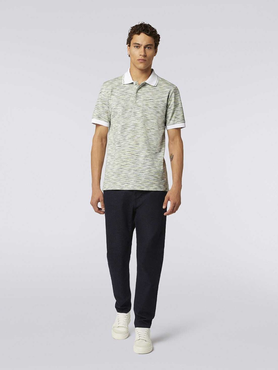 Maend Missoni Poloer Og T-Shirts | Slub Bomulds Poloshirt Med Ensfarvede Detaljer Gron