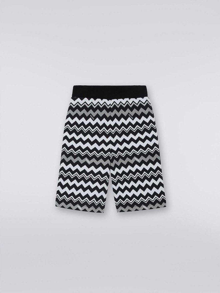 Dreng (4-14 Ar) Missoni | Zigzag Bomuldsbukser Sort Hvid