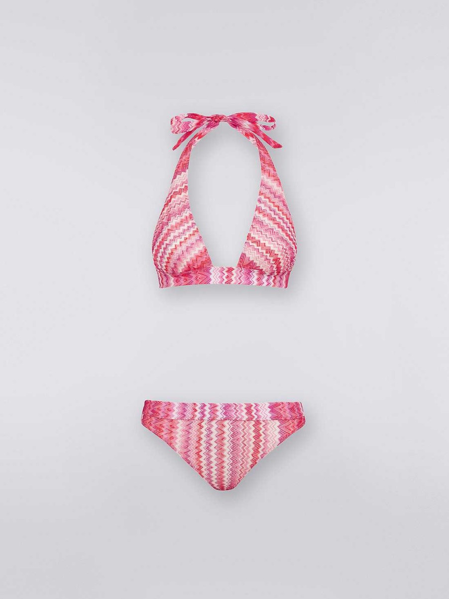 Kvinder Missoni Badetoj | Multi-Stribet Zigzag Bikini Lyserod