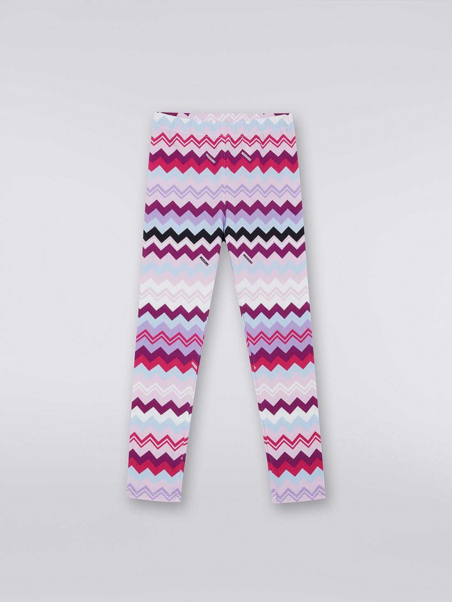 Pige (4-14 Ar) Missoni | Zigzag Leggings I Bomuldsblanding Flerfarvet