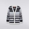 Pige (4-14 Ar) Missoni | Zigzag Uld Cardigan Med Lommer Sort Hvid