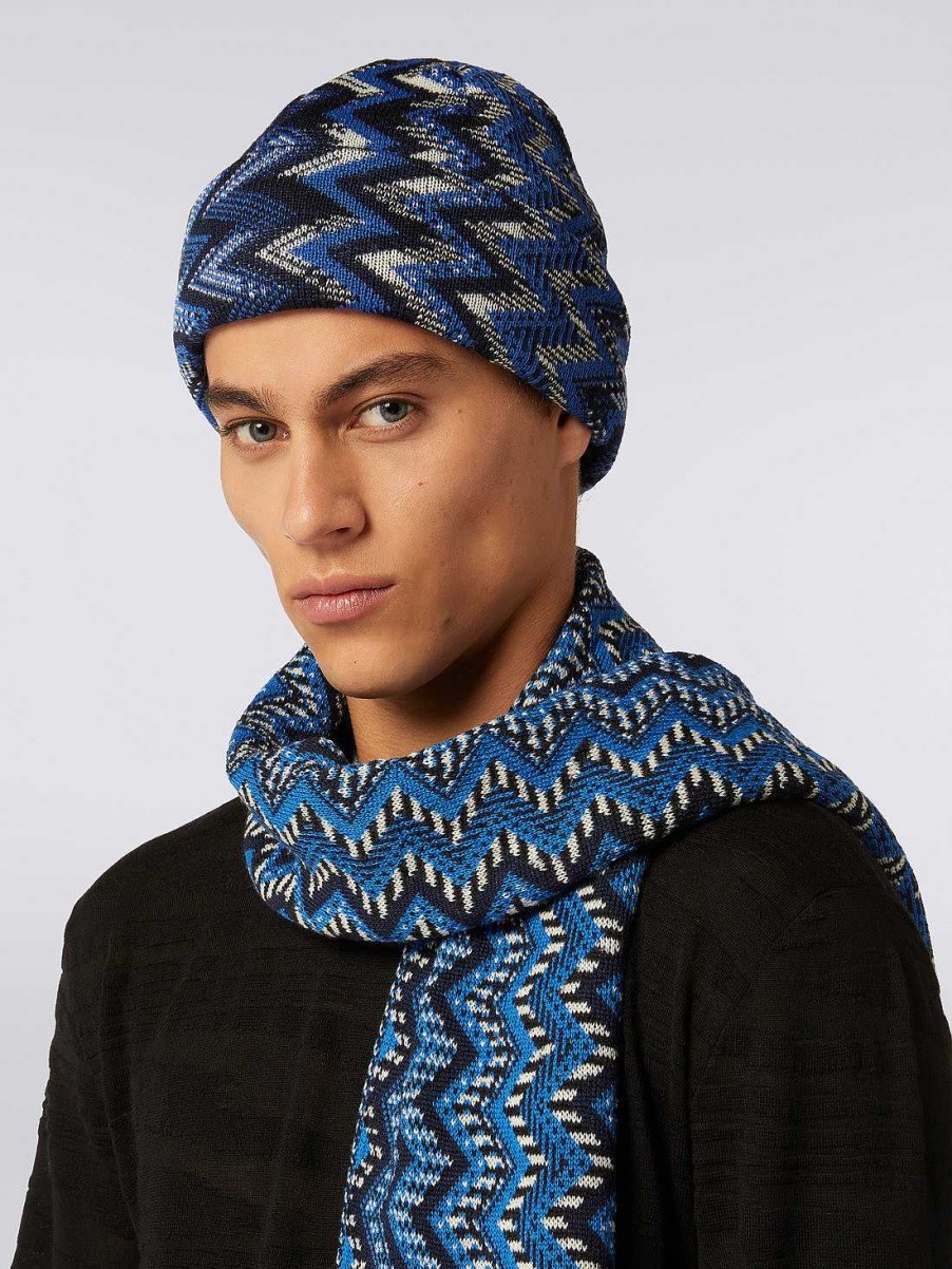 Maend Missoni Hatte | Zigzag Uld Strik Hue Flerfarvet