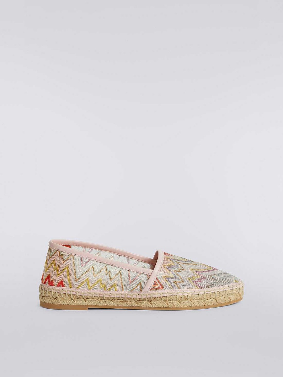 Kvinder Missoni Sko | Flade Espadriller Med Strikket Overdel Med Blondeeffekt Med Lame Flerfarvet