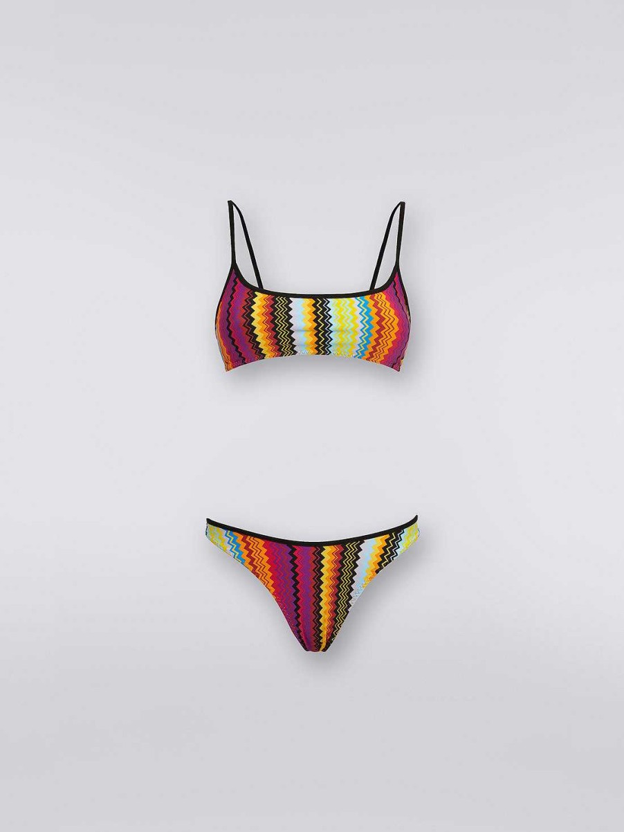 Kvinder Missoni Badetoj | Bikini I Nylonblanding Med Zigzag-Print Flerfarvet