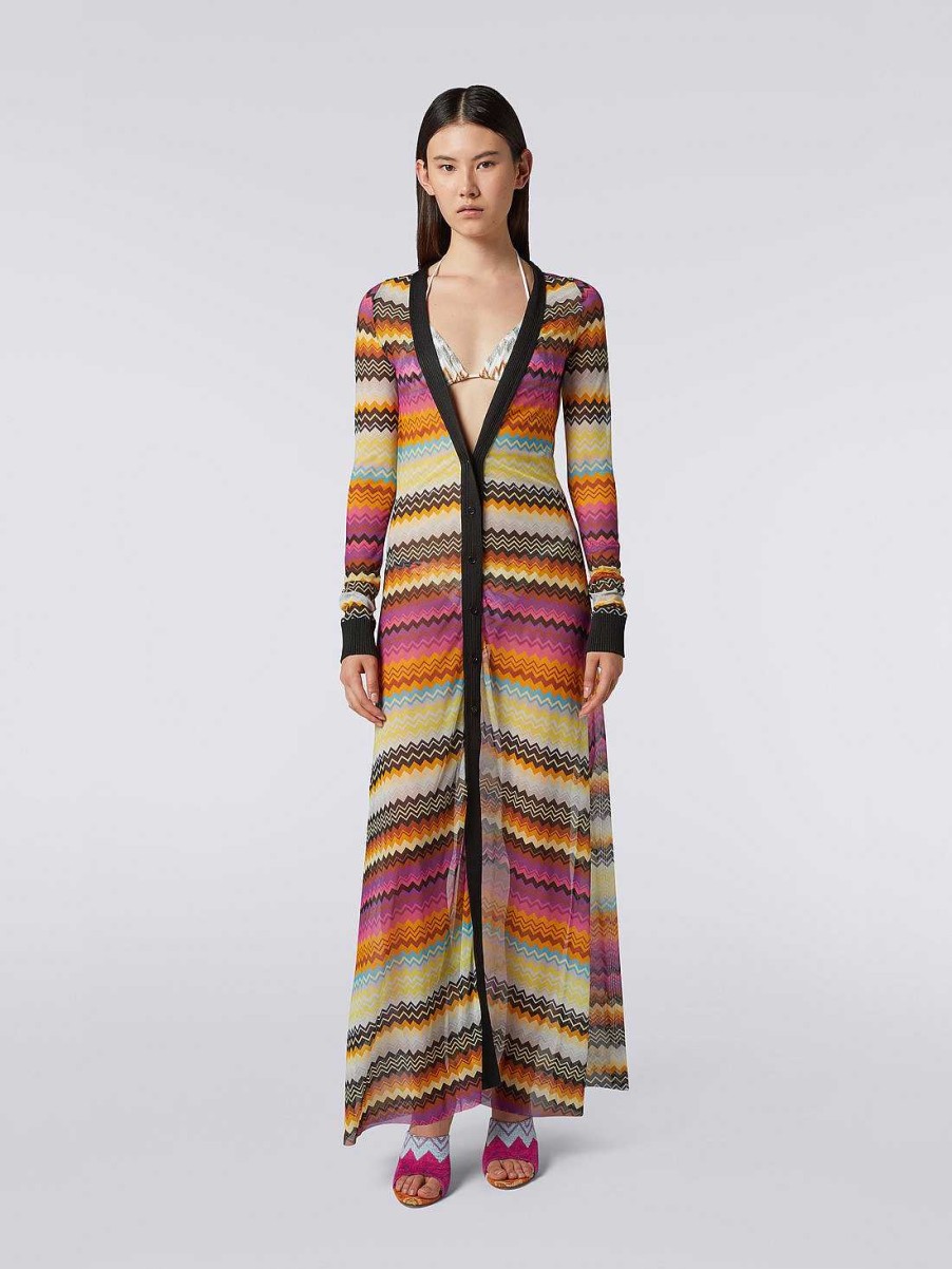 Kvinder Missoni Strandtoj | Viscose Tyl Zigzag Cover Up Cardigan Flerfarvet