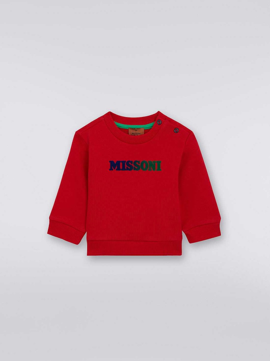 Dreng (4-14 Ar) Missoni | Sweatshirt I Bomuld Med Rund Hals Og Logo Rod