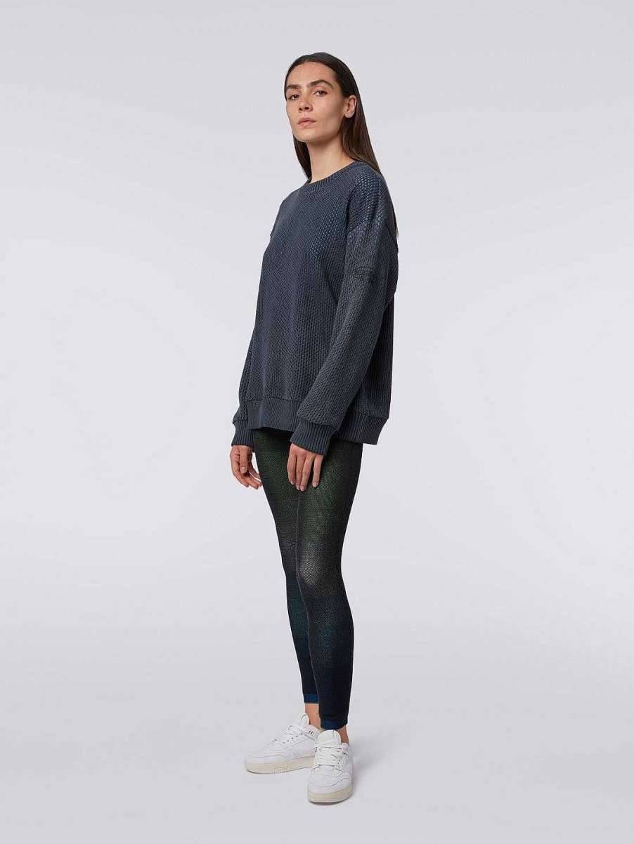 Kvinder Missoni Toj | Sweatshirt I Bomuldsnet Med Rund Hals Og Logo Marine Bla