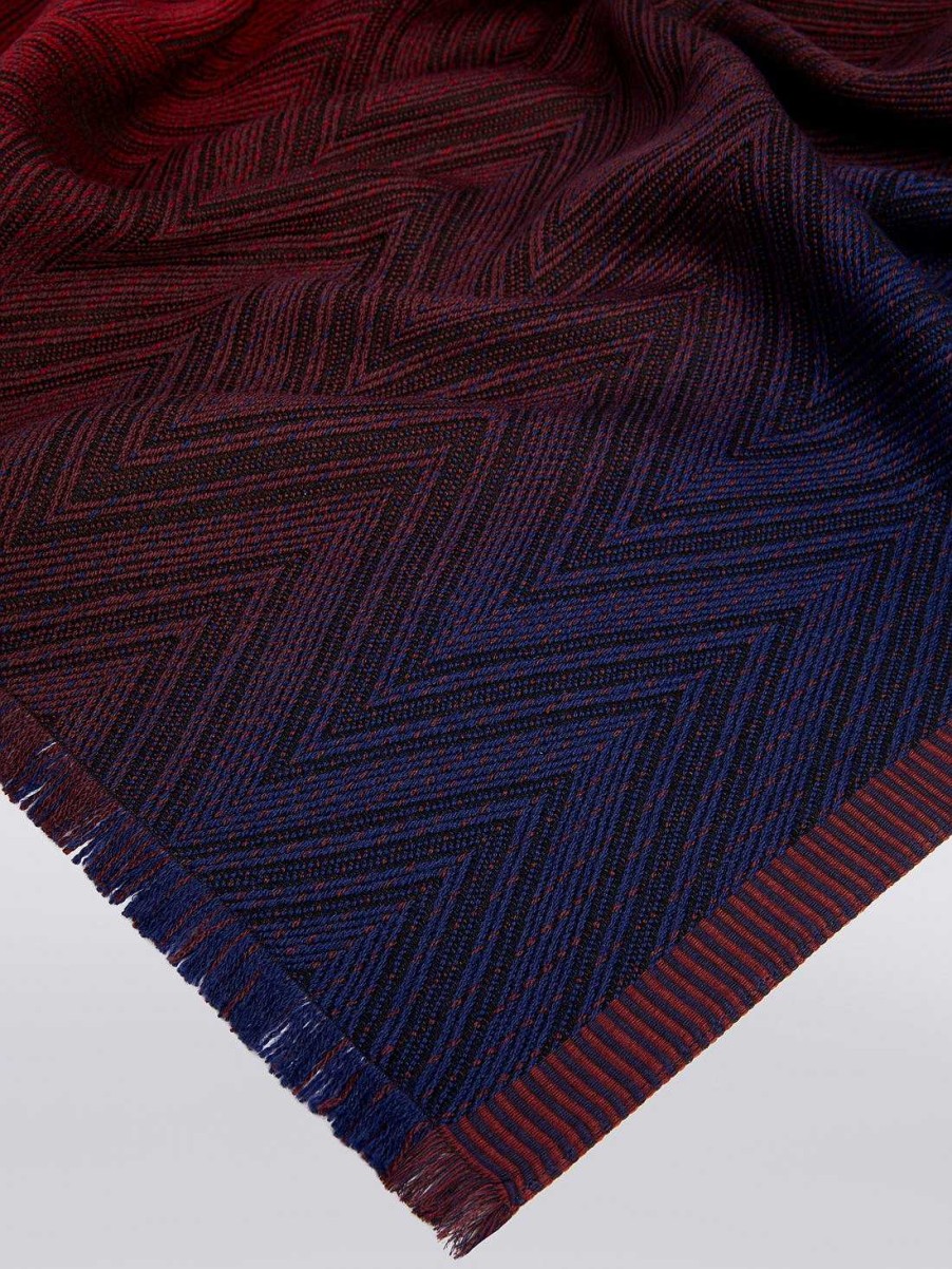 Maend Missoni Torklaeder & Foulards | Viscose Og Uld Chevron Strik Med Flossede Kanter Flerfarvet