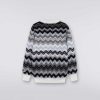 Pige (4-14 Ar) Missoni | Zigzag Uld Pullover Med Rund Hals Sort Hvid