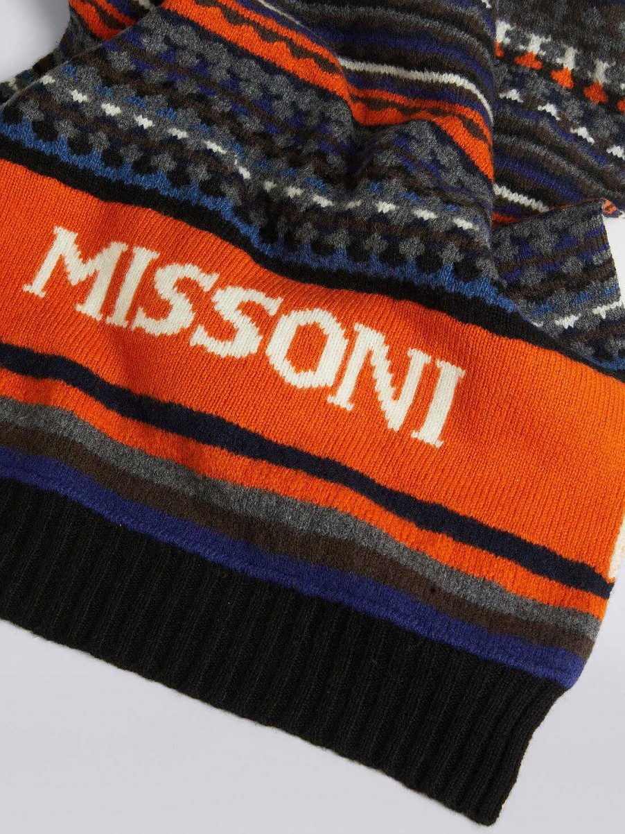 Maend Missoni Torklaeder & Foulards | Jacquard Uld Torklaede Med Logo Flerfarvet