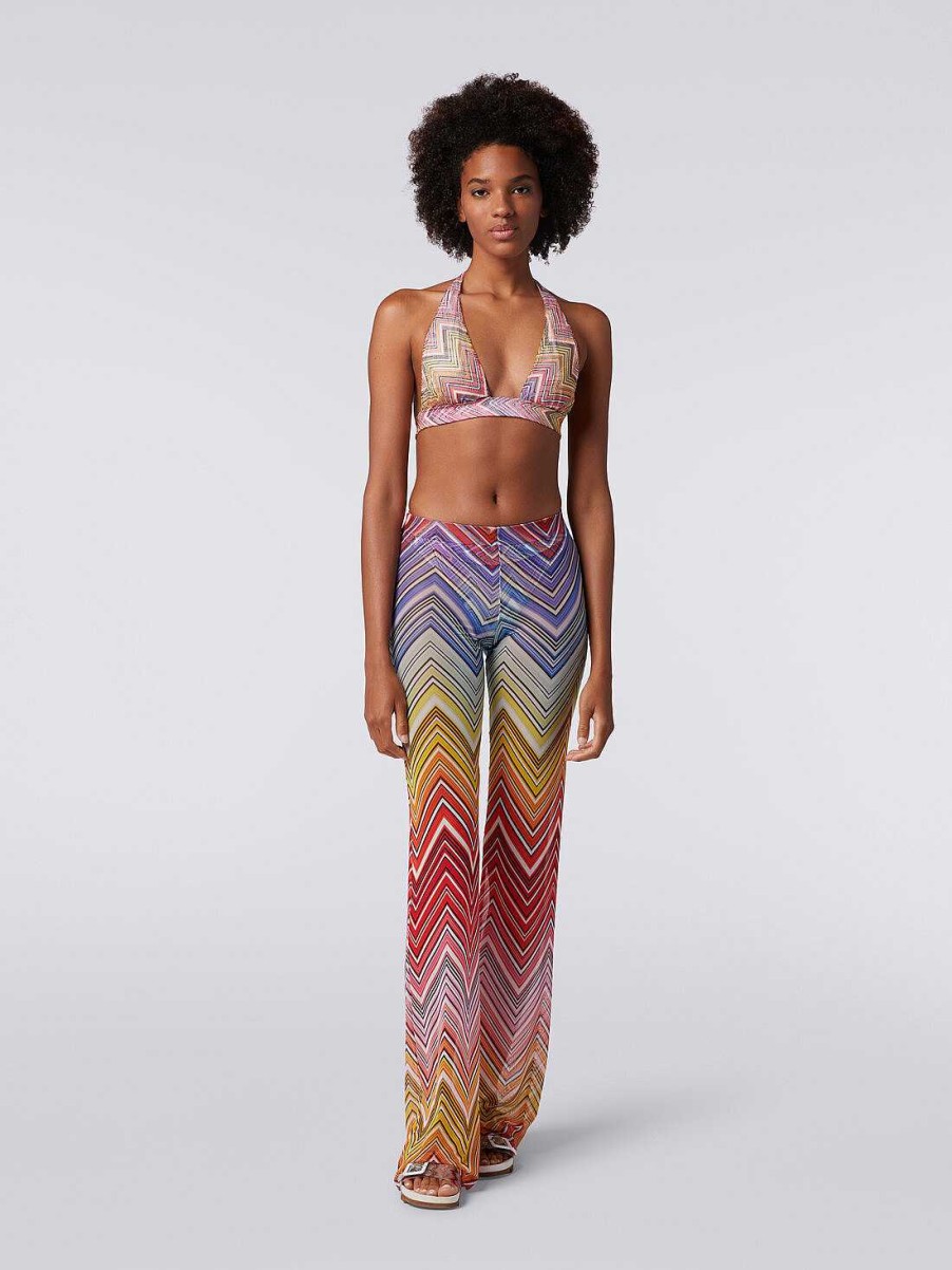 Kvinder Missoni Strandtoj | Cover Up Bukser I Tyl Med Zigzag Print Flerfarvet