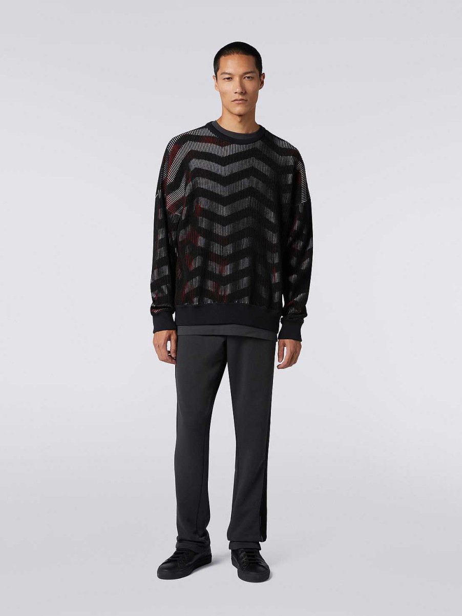 Maend Missoni Toj | Bomuldsblanding Chevron Sweater Med Rund Hals I Samarbejde Med Mike Maignan Flerfarvet