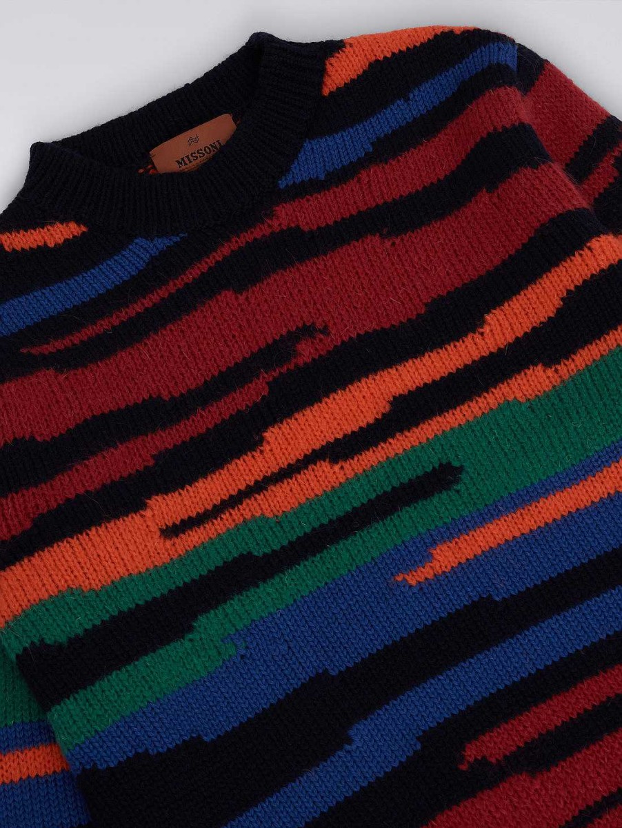 Dreng (4-14 Ar) Missoni | Uld Sweater Med Rund Hals Flerfarvet