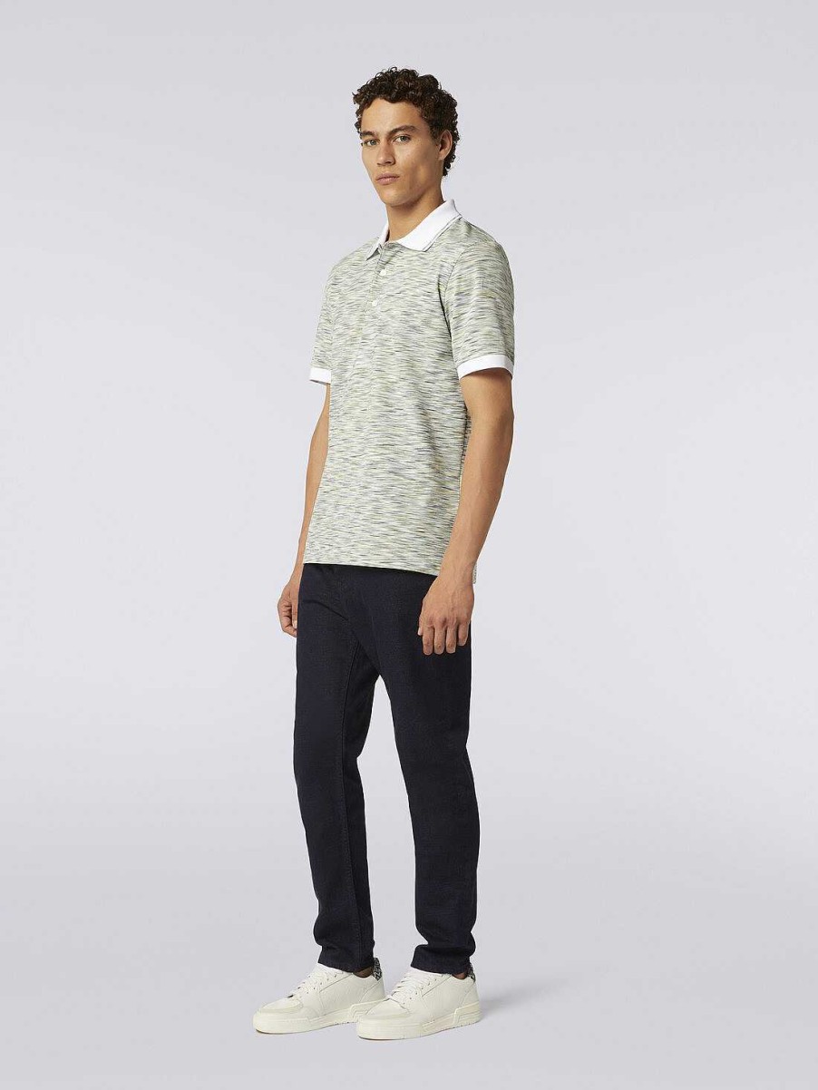 Maend Missoni Poloer Og T-Shirts | Slub Bomulds Poloshirt Med Ensfarvede Detaljer Gron