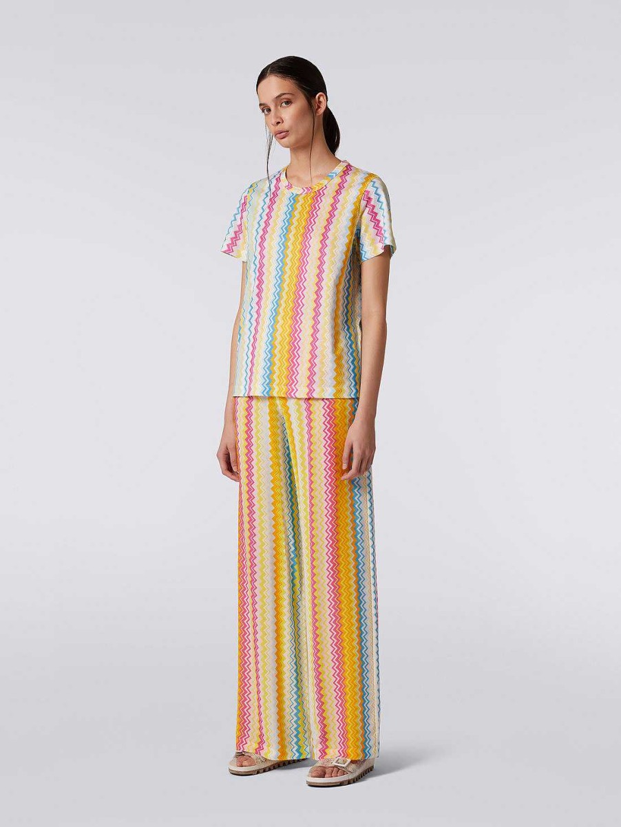 Kvinder Missoni T-Shirts Og Toppe | T-Shirt Med Rund Hals I Bomuldsjersey Flerfarvet