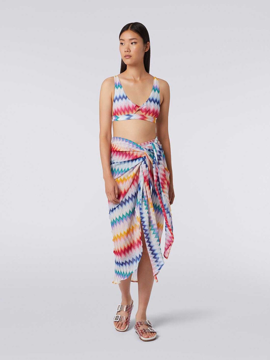 Kvinder Missoni Strandtoj | Zigzag-Motiv Sarongnederdel Med Lurex Flerfarvet