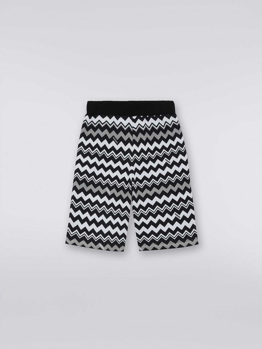 Dreng (4-14 Ar) Missoni | Zigzag Bomuldsbukser Sort Hvid